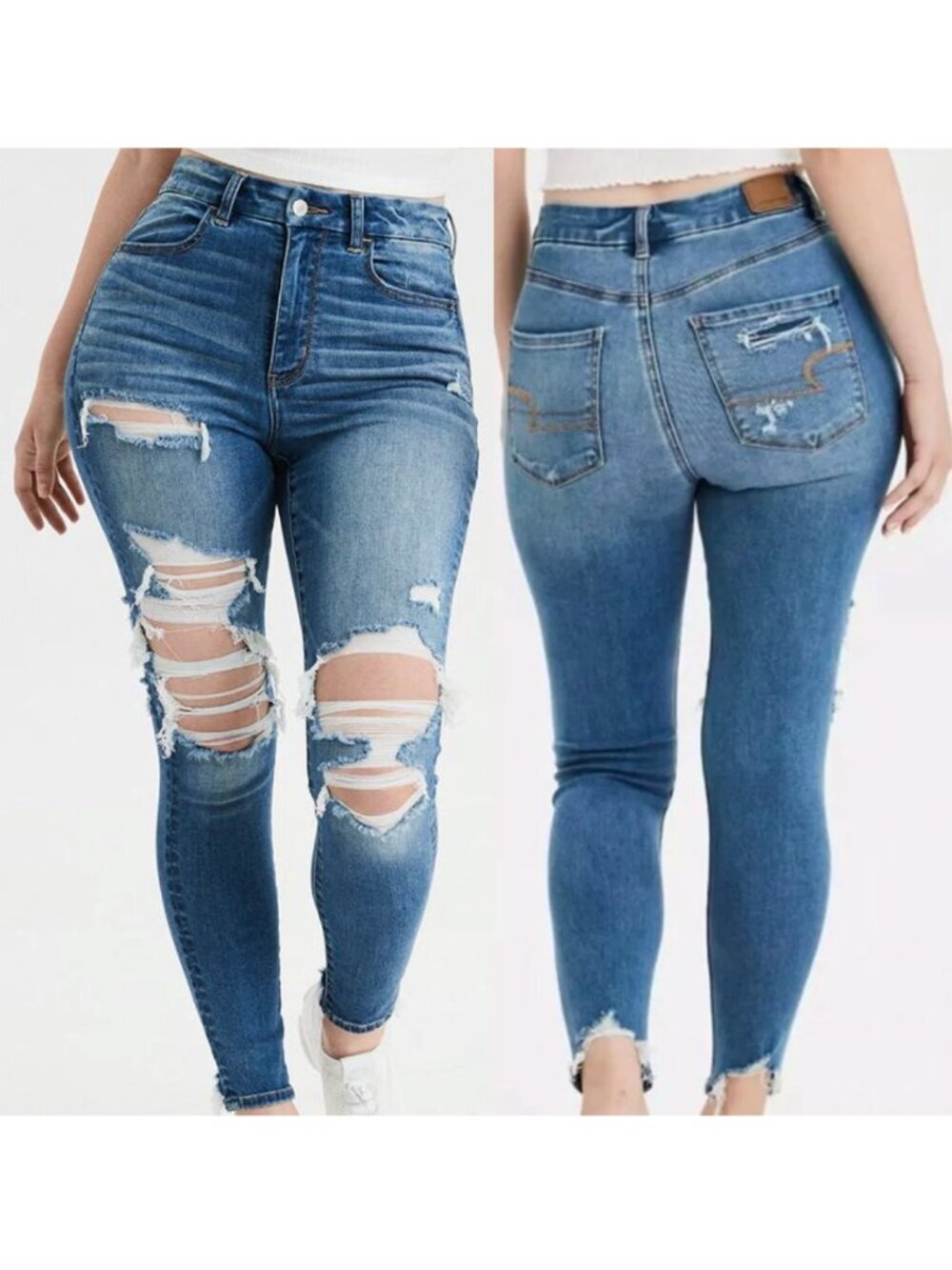 AMERICAN EAGLE Ne(x)t Level Stretch Hi-Rise Jegging Ripped High Waisted 00 CURVY